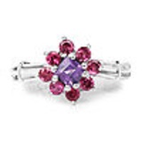 1.04 Carat Genuine Amethyst and Rhodolite .925 Sterling Silver Ring