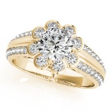CERTIFIED 18K YELLOW GOLD 1.18 CT G-H/VS-SI1 DIAMOND HALO ENGAGEMENT RING