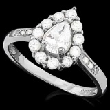 2 CARAT (17 PCS) FLAWLESS CREATED DIAMOND 925 STERLING SILVER HALO RING