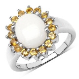 2.45 Carat Genuine Opal & Citrine .925 Streling Silver Ring