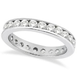 Channel Set Diamond Eternity Ring Band 14k White Gold (1.50 ct)