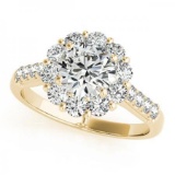 CERTIFIED 18K YELLOW GOLD 2.12 CT G-H/VS-SI1 DIAMOND HALO ENGAGEMENT RING