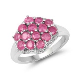 1.82 Carat Glass Filled Ruby .925 Sterling Silver Ring