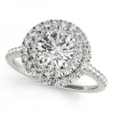 CERTIFIED 14KT WHITE GOLD 1.22 CT G-H/VS-SI1 DIAMOND HALO ENGAGEMENT RING