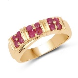 14K Yellow Gold Plated 0.54 Carat Genuine Ruby .925 Sterling Silver Ring