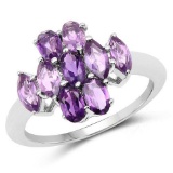 2.33 Carat Genuine Amethyst .925 Sterling Silver Ring