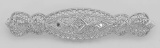 Art Deco Style Filigree 3 Diamond Bar Pin / Brooch - Sterling Silver
