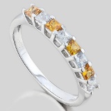 3/4 CARAT (8 PCS) SAPPHIRE (VS) 9KT SOLID GOLD BAND RING