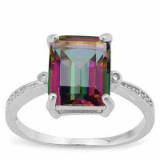 3 CARAT MYSTIC GEMSTONE & DIAMOND 925 STERLING SILVER RING