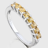 3/4 CARAT (8 PCS) YELLOW SAPPHIRE (VS) 9KT SOLID GOLD RING