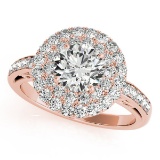 CERTIFIED 18K ROSE GOLD 1.53 CT G-H/VS-SI1 DIAMOND HALO ENGAGEMENT RING