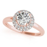 CERTIFIED 18K ROSE GOLD 1.45 CT G-H/VS-SI1 DIAMOND HALO ENGAGEMENT RING