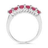 1.91 Carat Glass Filled Ruby and White Topaz .925 Sterling Silver Ring