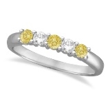 Five Stone White and Fancy Yellow Diamond Ring 14k White Gold (0.50ctw)