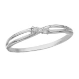Certified 14K White Gold and Diamond Bypass Promise Ring 0.03 CTW