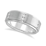 Mens Channel Set Wide Band Diamond Wedding Ring 14k White Gold (0.50ct)