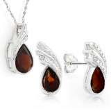 2 1/5 CARAT GARNET 925 STERLING SILVER SET