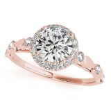 CERTIFIED 18K ROSE GOLD 1.56 CT G-H/VS-SI1 DIAMOND HALO ENGAGEMENT RING
