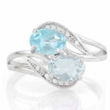 BABY SWISS BLUE TOPAZS & 2/3 CARAT AQUAMARINES 925 STERLING SILVER RING