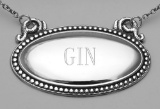 Gin Liquor Decanter Label / Tag - Oval beaded Border - Made in USA