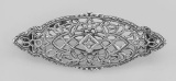 Antique Victorian Style Diamond Filigree Pin / Brooch Sterling Silver