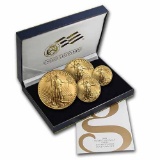 2008-W 4-Coin Burnished Gold American Eagle Set (w/Box & COA)