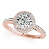 CERTIFIED 18K ROSE GOLD 1.46 CT G-H/VS-SI1 DIAMOND HALO ENGAGEMENT RING