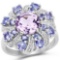 2.88 Carat Genuine Amethyst and Tanzanite .925 Sterling Silver Ring