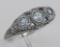 Art Deco Style Blue Topaz Filigree Ring w/ 4 Diamonds - Sterling Silver