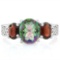 1 3/4 CARAT MYSTIC GEMSTONE & 2 1/5 CARAT GARNET 925 STERLING SILVER RING