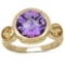 14K Yellow Gold Plated 3.90 Carat Genuine Amethyst & Citrine .925 Streling Silver Ring