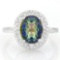 2 3/5 CARAT OCEAN MYSTIC GEMSTONE & GENUINE DIAMONDS 925 STERLING SILVER RING