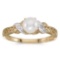 Certified 14k Yellow Gold Pearl And Diamond Ring 0.01 CTW