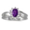 Certified 14k White Gold Oval Amethyst And Diamond Ring 0.48 CTW