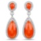 7.88 Carat Genuine Carnelian and White Topaz .925 Sterling Silver Earrings