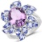 5.72 Carat Genuine Amethyst and Tanzanite .925 Sterling Silver Ring