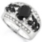 CREATED BLACK SAPPHIRE 925 STERLING SILVER RING