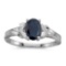 Certified 10k White Gold Oval Sapphire And Diamond Ring 0.84 CTW