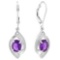 1 CARAT AMETHYST & DIAMOND 925 STERLING SILVER EARRINGS