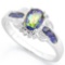 OCEAN MYSTIC GEMSTONE & 1 1/2 CARAT (6 PCS) GENUINE SAPPHIRE 925 STERLING SILVER RING