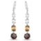 6.28 Carat Genuine Crystal Quartz, Champagne Quartz and Smoky Quartz .925 Sterling Silver Earrings