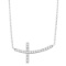 Diamond Sideways Curved Cross Pendant Necklace 14k White Gold 0.33 ct