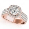 CERTIFIED 18K ROSE GOLD 1.40 CT G-H/VS-SI1 DIAMOND HALO ENGAGEMENT RING