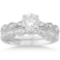 Antique Diamond Engagement Ring Set 14k White Gold (1.10ct)