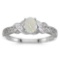 Certified 10k White Gold Oval Opal And Diamond Ring 0.2 CTW