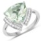 4.12 Carat Genuine Green Amethyst and White Topaz .925 Sterling Silver Ring