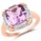 14K Rose Gold Plated 3.67 Carat Genuine Amethyst and White Topaz .925 Sterling Silver Ring