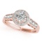 CERTIFIED 18K ROSE GOLD 1.16 CT G-H/VS-SI1 DIAMOND HALO ENGAGEMENT RING