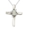 Opal and Diamond Cross Necklace Pendant 14k White Gold