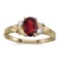 Certified 14k Yellow Gold Oval Garnet And Diamond Ring 0.74 CTW